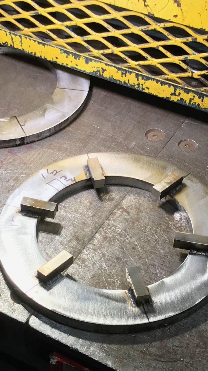 Precision welded steel ring fabrication detail