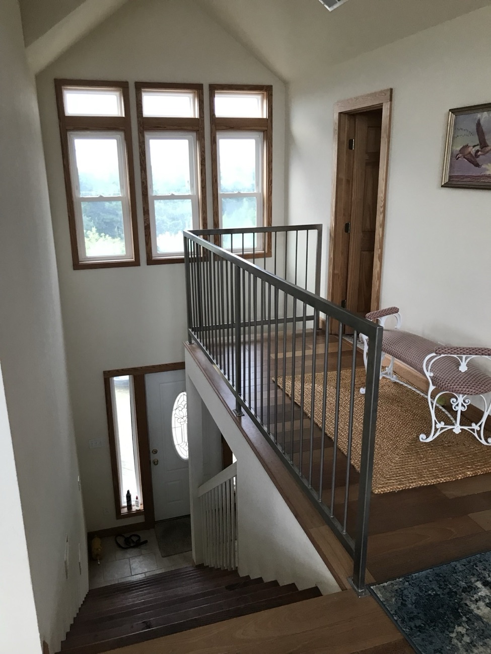 Steel interior stair and landing railing